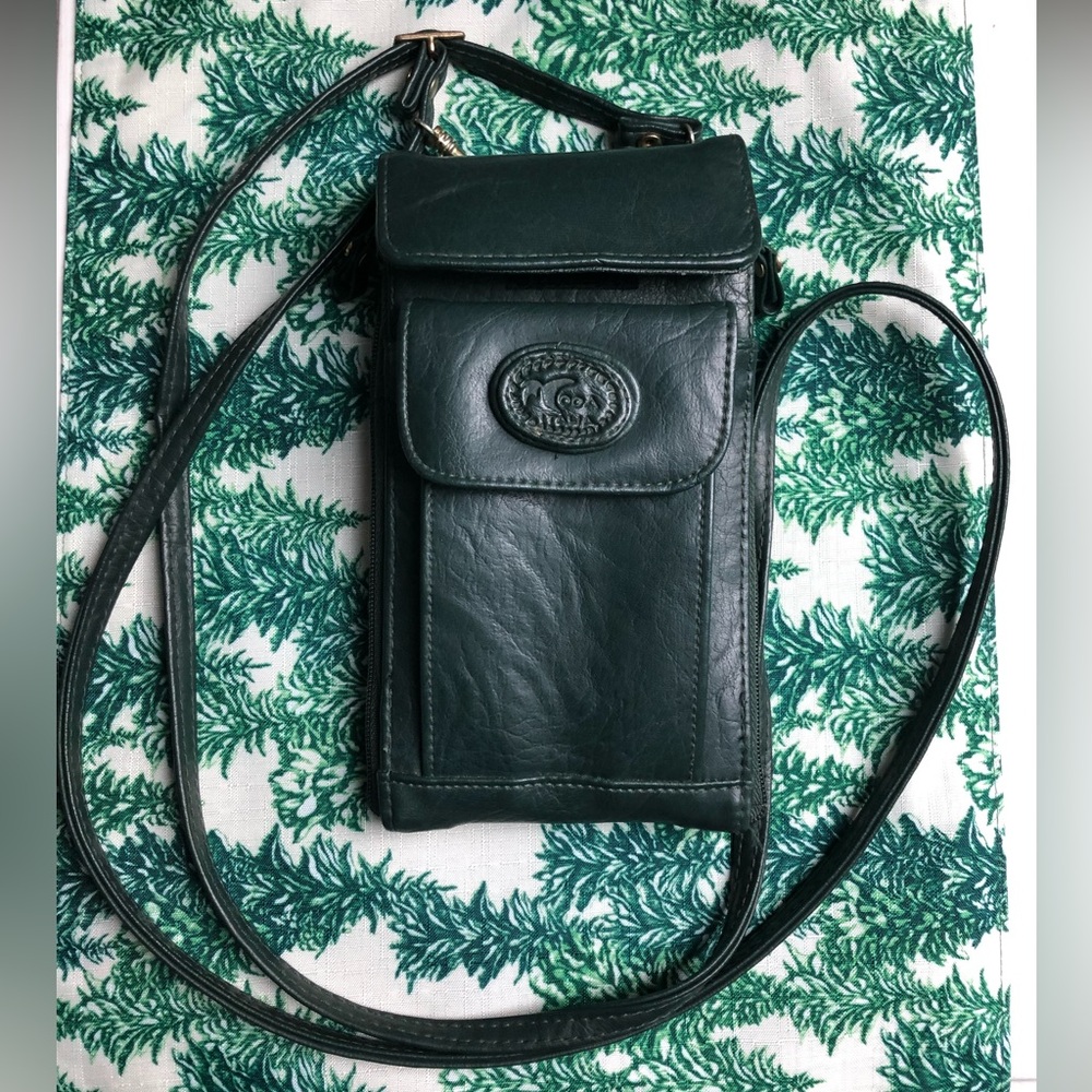 Vintage Forest Green Moda Italia Crossbody Bag